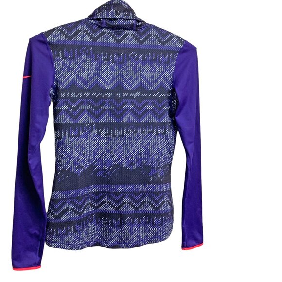 Nike Pro DriFit Purple Geometric Print Cowl Neck Long Sleeve Pullover - Picture 6 of 7